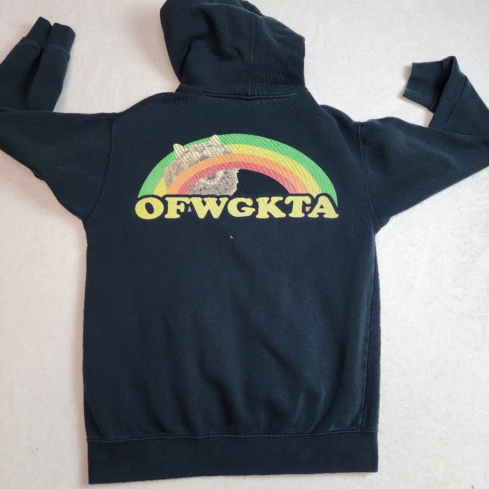 OFWGTKA Odd Future Wolf Gang Cat Rainbow Streetwear Graphic Hoodie Mens Small - Picture 7 of 9